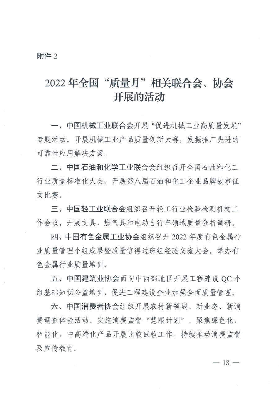 市場監(jiān)管總局等21個(gè)部委(部門)發(fā)文部署開展2022年全國“質(zhì)量月”活動(dòng)(國市監(jiān)質(zhì)發(fā)〔2022〕76號)