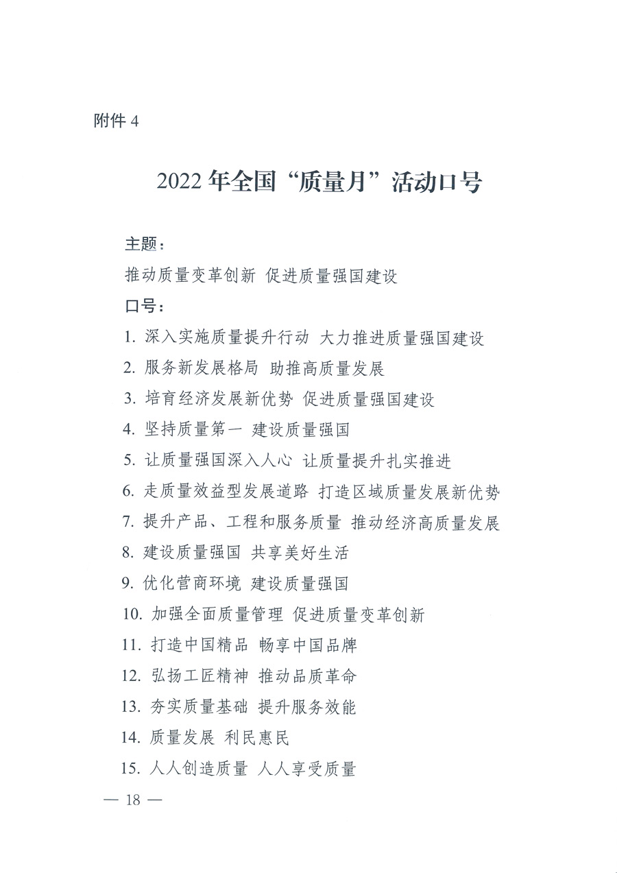 市場監(jiān)管總局等21個(gè)部委(部門)發(fā)文部署開展2022年全國“質(zhì)量月”活動(dòng)(國市監(jiān)質(zhì)發(fā)〔2022〕76號)